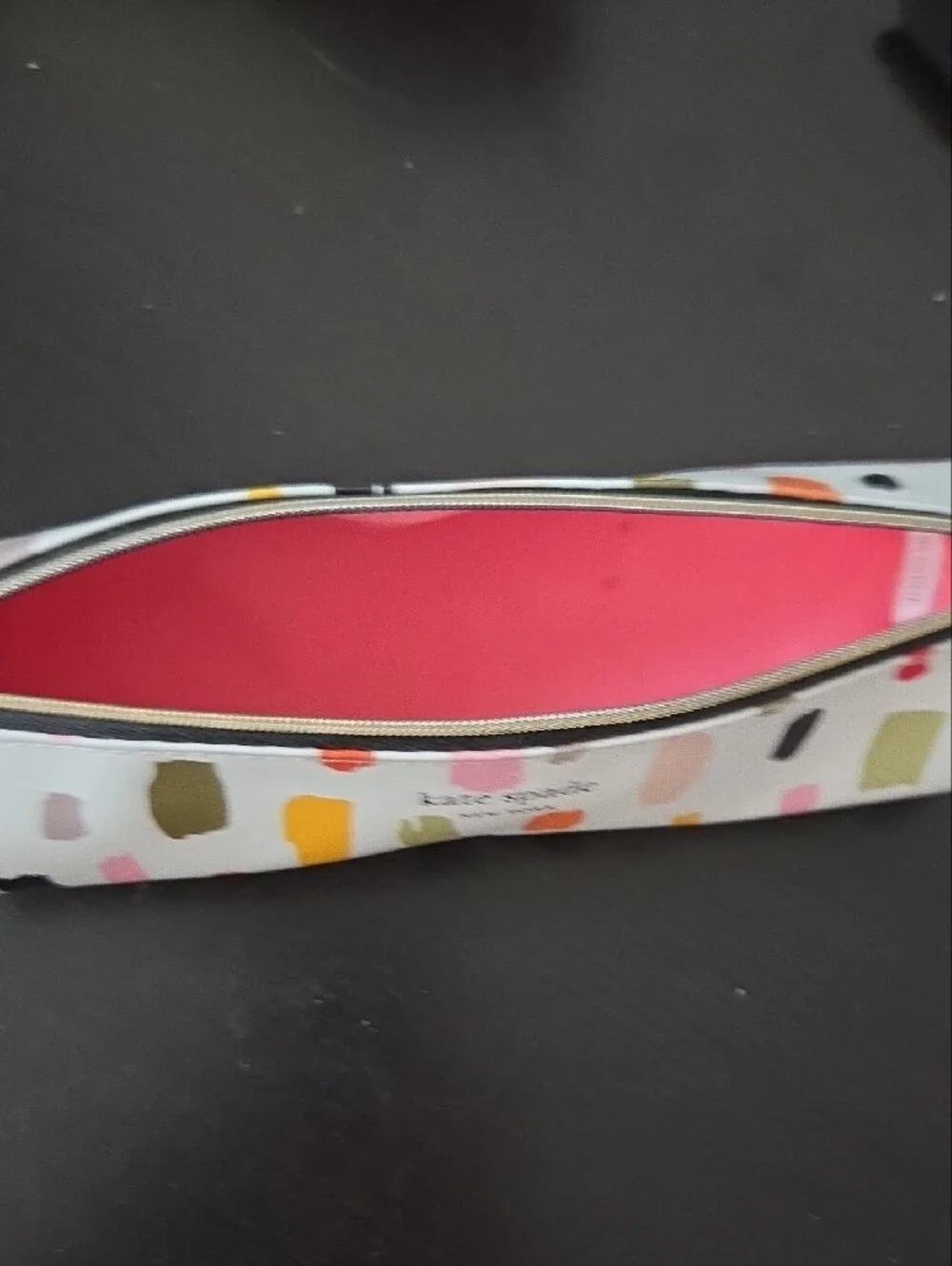 kate spade White Cosmetic Pouch with Multicolor Brushstroke Spots
